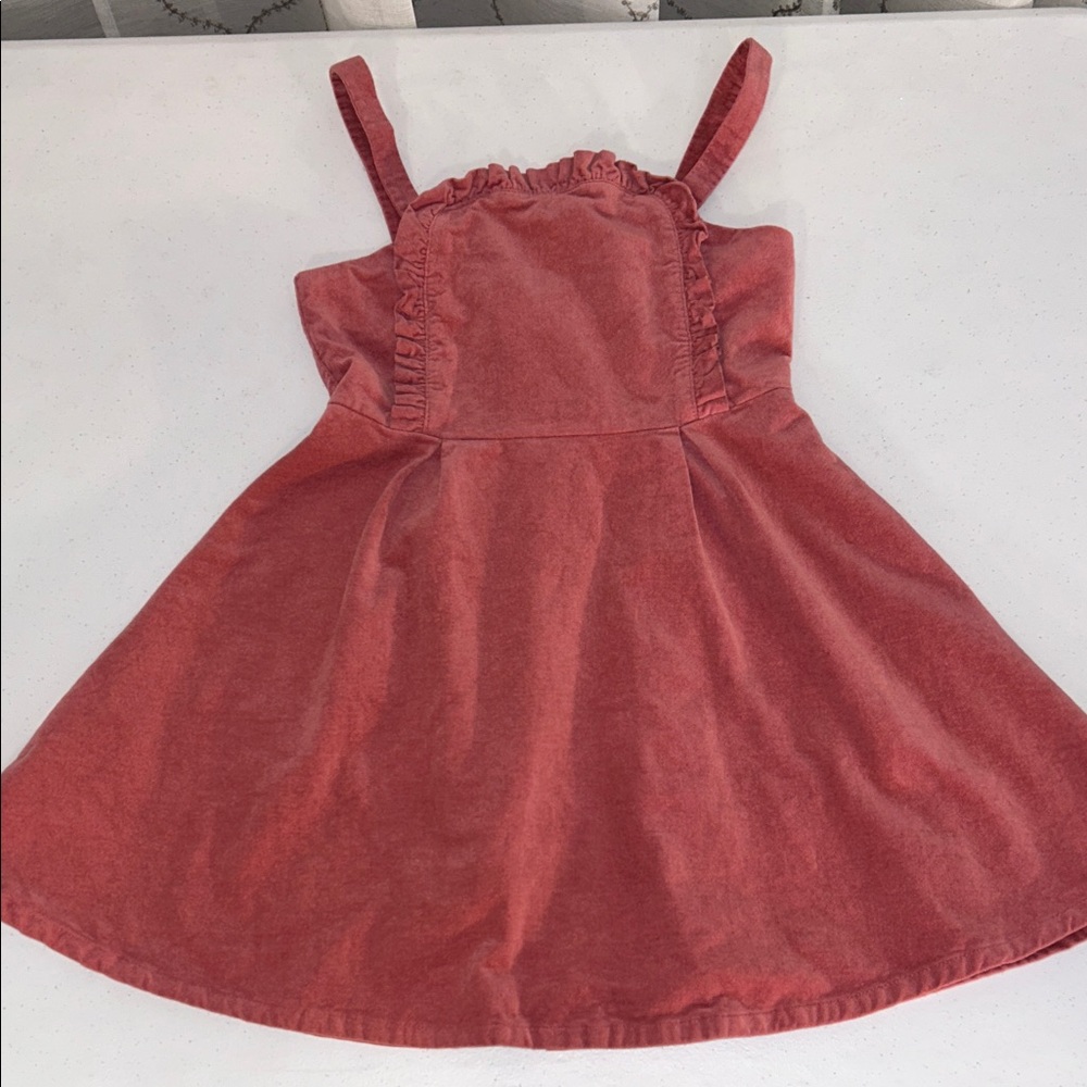 Janie and Jack Girl’s Dusty Pink Velour Ruffle Dress Size 8